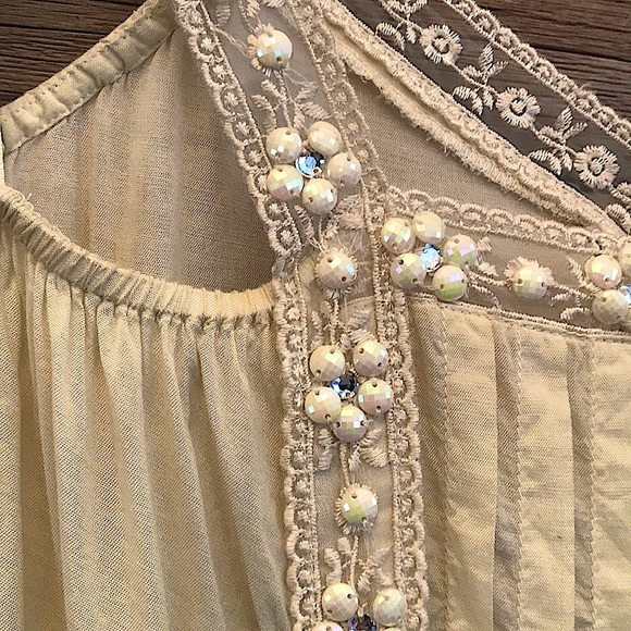 River Island Dresses & Skirts - River Island peasant dress beaded lace reinstones boho cottage core size…